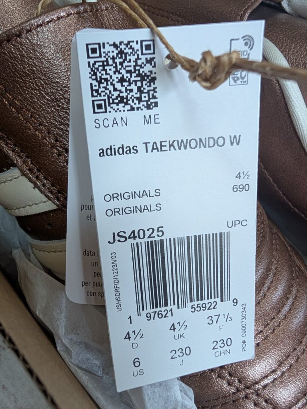 NEW Adidas Taekwondo W Metallic Bronze/Cream Youth Size 6/Women's 7/7.5 NWT - Picture 6 of 7